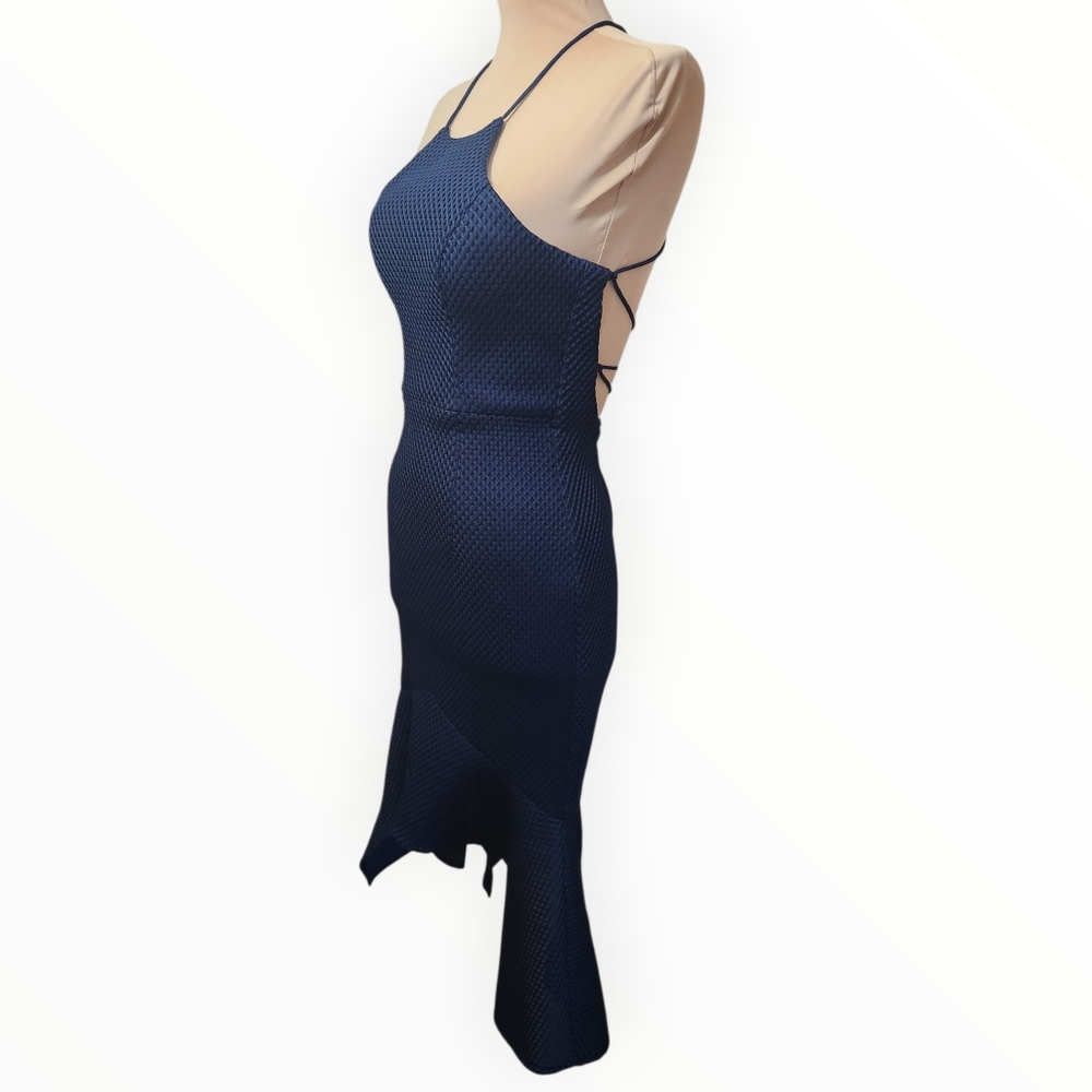 BARIANO Katerine Textured Handkerchief Hem Cocktail Dress - Picture 7 of 14